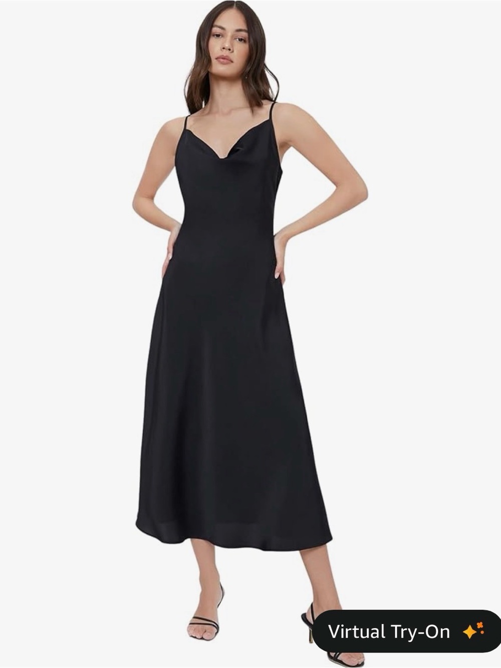 Black, Green and burgundy Slip Midi Dress with Spaghetti Straps